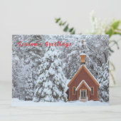冬の風景の中の雪の教会 シーズンカード (スタンド正面)