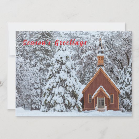 冬の風景の中の雪の教会 シーズンカード (正面)