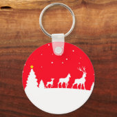 冬の風景の中の鹿 キーホルダー (正面)