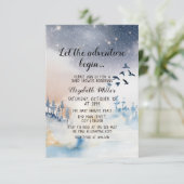 冬の風景の冒険が赤ちゃんのシャワーを開始 エンクロージャーカード (スタンド正面)