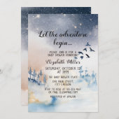 冬の風景の冒険が赤ちゃんのシャワーを開始 招待状 (正面/裏面)