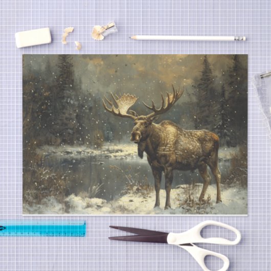 冬の風景の切り絵画離し 薄葉紙 (クラフト)