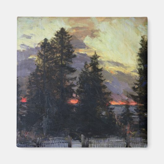 冬の風景の夕日, c.1902 マグネット (正面)