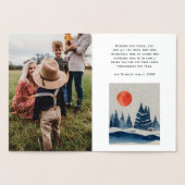 冬の風景の森の月の海軍の青い写真 箔カード (内部)