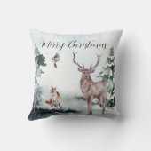 冬の風景の水の色スタグディアクリスマス クッション (裏面)