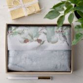 冬の風景の水色の鳥のブーツ 薄葉紙 (ギフト)