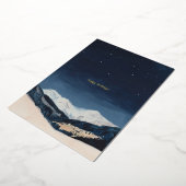 冬の風景の絵を描写真カスタムクリスマス 箔シーズンカード (回転した状態)