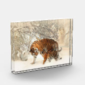 冬の風景の虎の家族フォトブロック フォトブロック (左)