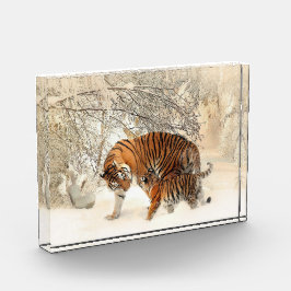 冬の風景の虎の家族フォトブロック フォトブロック