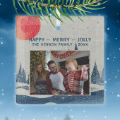 冬の風景の雪の森の月の写真クリスマス ガラスオーナメント