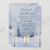 冬の風景の雪の結婚森 招待状 (正面/裏面)