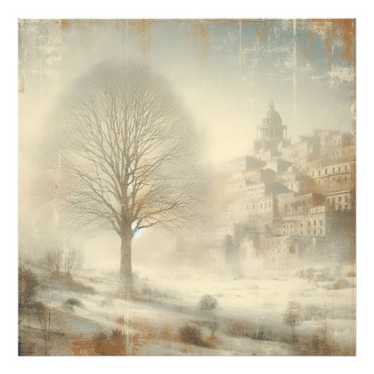 冬の風景の雪 古い写真 グラフィックデザイン フォトプリント            (正面)