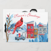 冬の風景イラストレーションクリスマスフォトカード (正面/裏面)