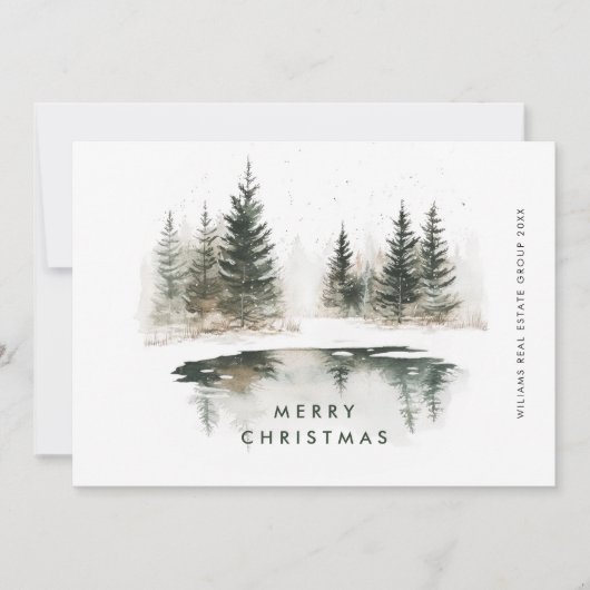 冬の風景クリスマスパイン企業のツリー シーズンカード (正面)