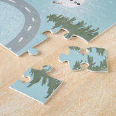 冬の風景クリスマスビレッジイラストレーション ジグソーパズル (側面)