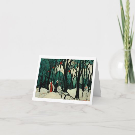 冬の風景クリスマス折り畳みグリーティングカード01 カード (正面)