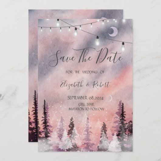 冬の風景グリーンパインの森は日付を保存 セーブザデート (正面/裏面)