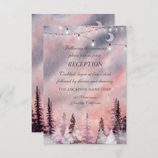 冬の風景グリーンパインフォレス結婚式のレセプション 招待状 (正面/裏面)