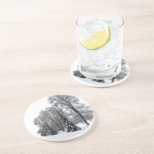 冬の風景コースター雪の覆われた森の贈り物 コースター (側面)