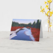 冬の風景シーンカー空白のド カード (黄色い花)