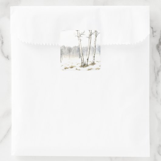 冬の風景ステッカー スクエアシール (バッグ)