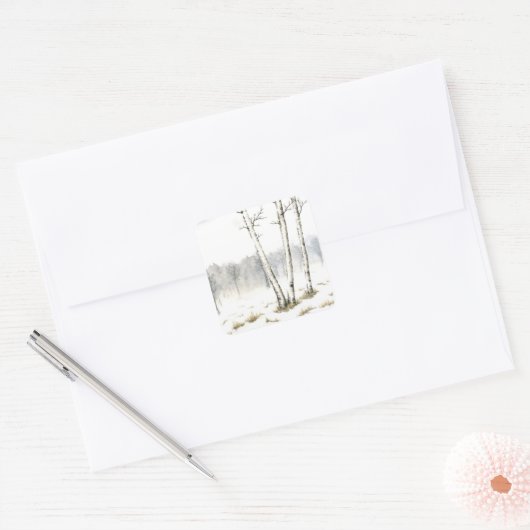 冬の風景ステッカー スクエアシール (封筒)