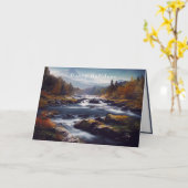 冬の風景ロッキー川の山 カード (黄色い花)