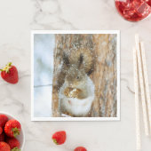 冬の風景内のかわいいリス スタンダードランチョンナプキン (インサイチュ)