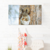 冬の風景内のかわいいリス 横断幕 (インサイチュ)