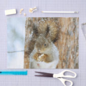 冬の風景内のかわいいリス 薄葉紙 (クラフト)