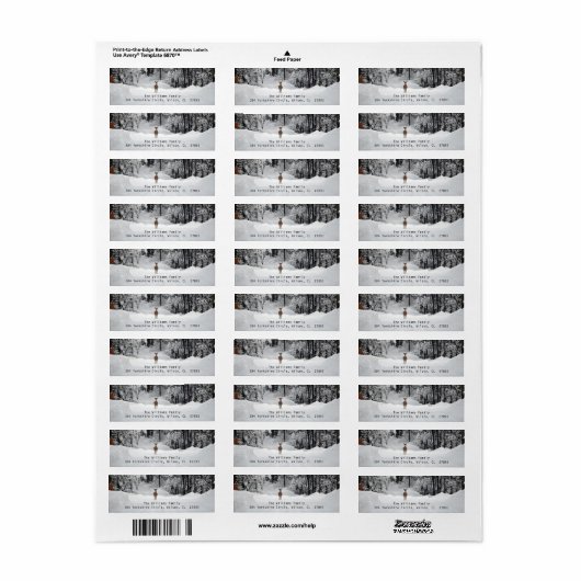 冬の風景写真差出人住所ラベル ラベル (フルシート)