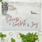 冬の風景冬の心地よいと喜び キッチンタオル (折り畳み)