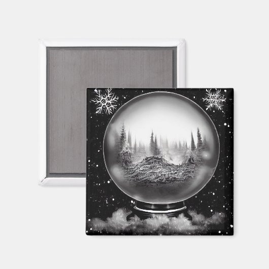 冬の風景地球儀 マグネット (正面/裏面)