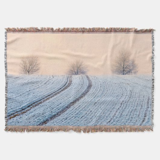 冬の風景木とホアフロスト居心地の良い毛布 スローブランケット (正面)