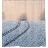 冬の風景木と冬霜、タブ シャワーカーテン (正面)