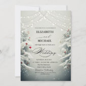 冬の風景松の木の雪スクリプト 招待状 (正面)