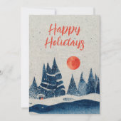 冬の風景林オレンジムーンネイビーブルー シーズンカード (正面)