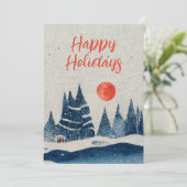 冬の風景林オレンジムーンネイビーブルー シーズンカード (スタンド正面)