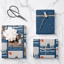 冬の風景林ムーンブルー写真 ラッピングペーパーシート