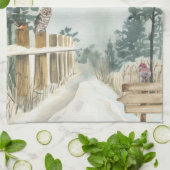 冬の風景歩くインザウィンターワンダーランド キッチンタオル (折り畳み)