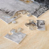 冬の風景水彩キャビン ジグソーパズル (側面)