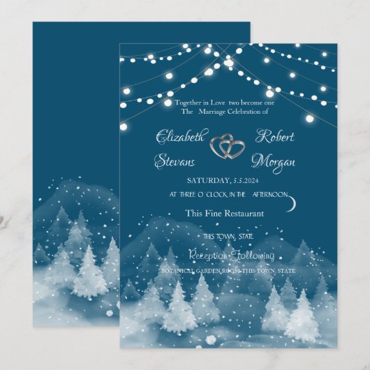 冬の風景結婚雪 招待状 (正面/裏面)