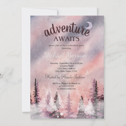 冬の風景緑松の森の引退 招待状 (正面)