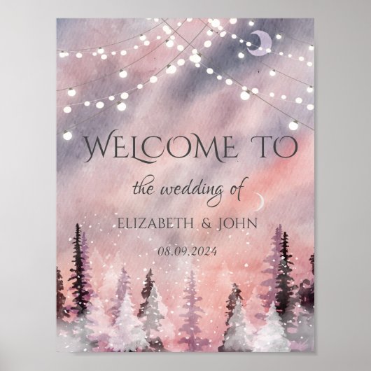 冬の風景緑松林 ポスター (正面)