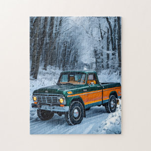 冬の風景車のパズル – 風光明媚な雪のジグソー ジグソーパズル
