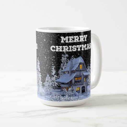 冬の風景雪の家メリークリスマスホリデー コーヒーマグカップ (正面右)