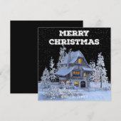 冬の風景雪の家メリークリスマス シーズンカード (正面/裏面)