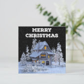冬の風景雪の家メリークリスマス シーズンカード (スタンド正面)