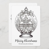 冬の風景雪グローブクリスマスアートカラーリング シーズンカード (正面/裏面)