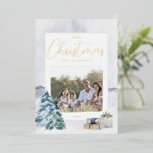 冬の風景 クリスマス写真 フォイル ホリデーカード 箔シーズンカード (立ち正面)